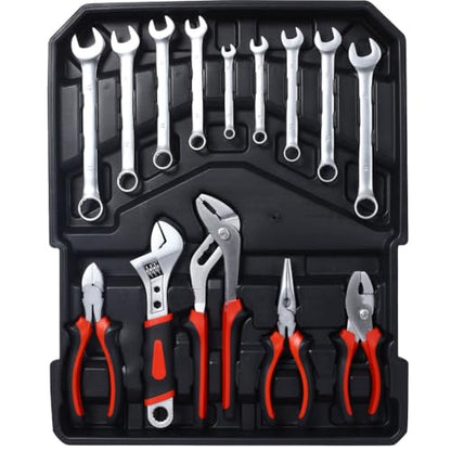 969-Piece Professional Home Repair Tool Kit with Rolling Aluminum Toolbox, 4 Drawers, Wrenches, Sockets, Screwdrivers & More – Complete Tool Set for Home, Garage, DIY, Handyman,Black - color: Black