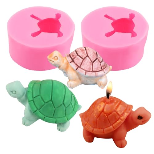 2PCS Cute Turtle Silicone Mold Small Turtle Fondant Chocolate Candy Molds 3D Sea Animal Epoxy Resin Casting Mold Candle Soap Wax Polymer Clay Keychain Pendant Molds DIY Craft Cake Decorating - color: 2x Turtle Mold