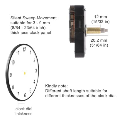 EMOON 2-Pack Quartz Clock Movement Replacement, Battery Operated Silent Clock Mechanism Kit for DIY Wall Clock Repair & Custom Clocks, Total Shaft Length 20 mm*2 - size: Total Shaft Length 20 MM*2