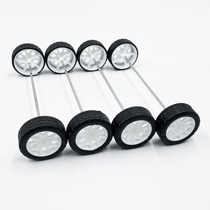 10PCS Toy Car Wheels 30mm Rubber Tire with 5PCS Shaft Round Axles for for DIY Model Toy RC Car Accessories (2X30MM) - style: 2X30MM
