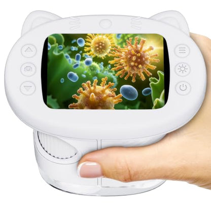 WINWEND Pocket Kids Microscope 1000X Handheld Microscope for Photo and Video Portable Science Kits STEM Toys – Christmas/Birthday Gifts for Girls & Boys Ages 3-12(White) - color: White
