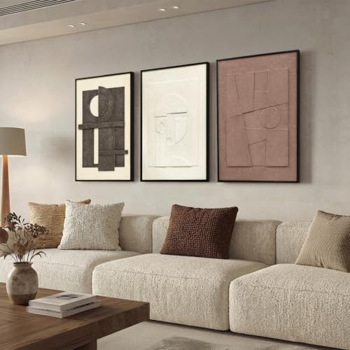 Zessonic 3D Textured Neutral Abstract Sandstone Framed Wall Art, 16"x24"x3 - color: 3D Textured, size: 16" x 24" x 3 Panels Framed