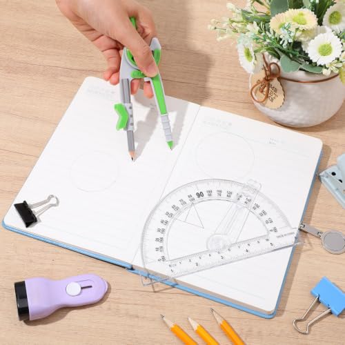 Zonon 2 Pcs Protractor and Compass Set, Swing Arm Protractor, Green Clear - color: Green and Clear