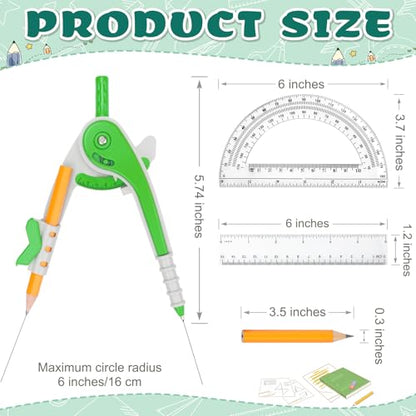 72 Pack Math Compass & Protractor Geometry Math Plastic Ruler Set - style: 72 Pack