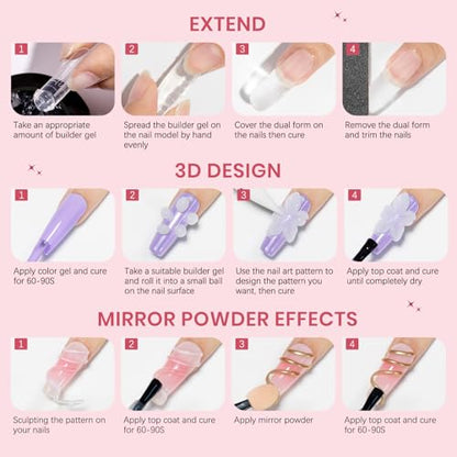 3D Sculpting Gel for Nail Art 3d Gel Nail Art Non Stick Hand - color: Clear, White, Pink, Pearl White
