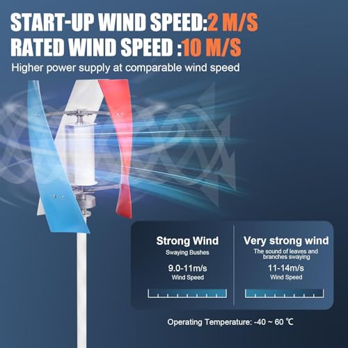 3000W Wind Turbine Generator Kit,12V/24V Vertical Axis Wind Turbine - color: 12V