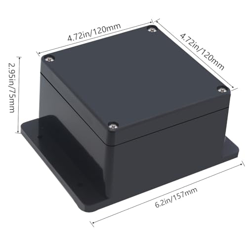Junction Box IP65 Waterproof ABS Plastic Electrical Project Case Power Junction Boxes, Project Box with Fixed Ear Black 4.72x4.72x2.95 inch (120x120x75mm) - color: Fixed Ear Design, size: 4.72"x4.72"x2.95"