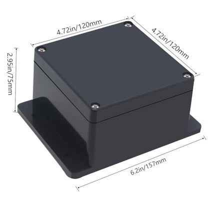 Junction Box IP65 Waterproof ABS Plastic Electrical Project Case Power Junction Boxes, Project Box with Fixed Ear Black 4.72x4.72x2.95 inch (120x120x75mm) - color: Fixed Ear Design, size: 4.72"x4.72"x2.95"