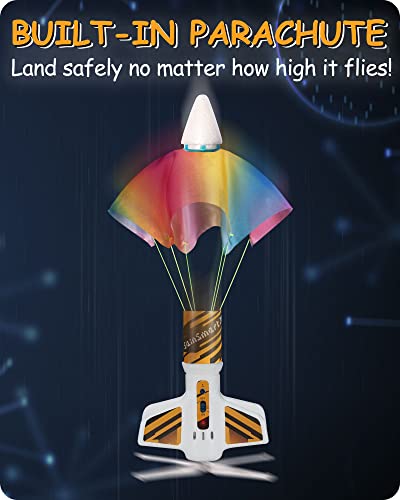 SainSmart Jr. Rocket Launcher for Kids - Motorized Air Rocket Launch up to 200 ft, Safely Land with Parachute, Self-Launching Outdoor Toy, White - style: Unique White