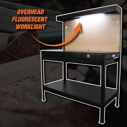 WEN WB4723T 48-Inch Workbench with Power Outlets and Light, Black - size: 48-Inch