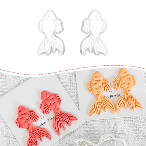 Xaekicr Goldfish Polymer Clay Cutters for Earrings – 2PCS Clay Earring Cutters, DIY Clay Tools for Polymer Clay Molds and Jewelry Making - color: I color