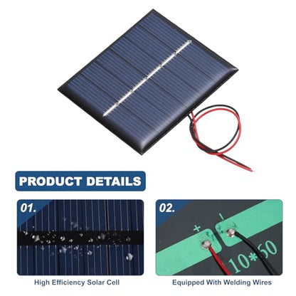 MECCANIXITY 5Pcs 3V 0.33W 110mA Mini Solar Panels with 2 Cable - style: 3V 0.33W 110mA