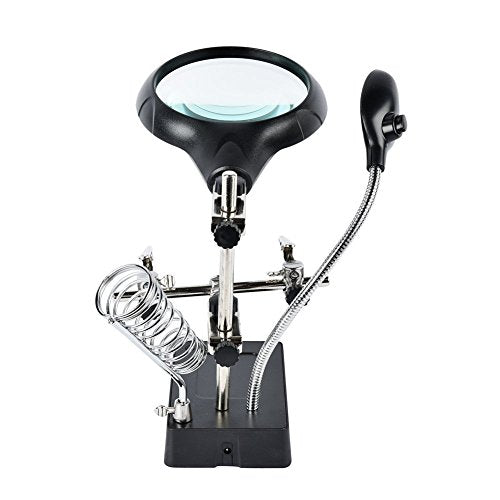 Helping Hands Soldering Station, LED-lit Magnifying Glass Alligator Clips