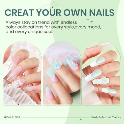 Solid Builder Gel for Nails 3D Nail Gel Art Non-Stick Hand Sculpture Gel - color: Clear&Aurora Blue