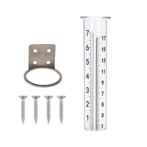 7" Capacity Rain Gauge with Stainless Steel Mounting Rack Holder, Post Mount Rain Gauge for Yard Garden Outdoor Home (Style A) - style: Style A
