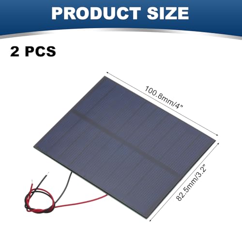 MECCANIXITY 2 Pcs 5V 1.15W 230mA Mini Solar Panels, Small Polycrystalline Solar Cell Panel with 2 Cable for DIY Electric Toy Materials Kits Charger, 100.8mm x 82.5mm - style: 5V 1.15W 230mA