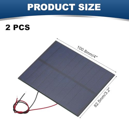 MECCANIXITY 2 Pcs 5V 1.15W 230mA Mini Solar Panels, Small Polycrystalline Solar Cell Panel with 2 Cable for DIY Electric Toy Materials Kits Charger, 100.8mm x 82.5mm - style: 5V 1.15W 230mA