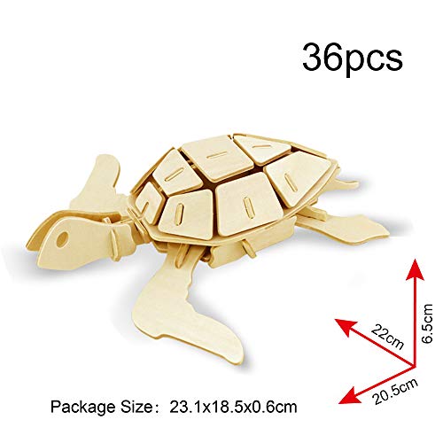 Georgie Porgy 3D Wooden Puzzles for Kids Toys Construction Woodcraft Kits DIY Model Puzzle Kits Birthday Gifts Pack of 2 (Shark Sea Turtle) - color: Shark Sea Turtle