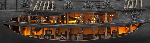 OcCre Flying Dutchman Ship Model Kit #14010 (Delux Set Model with Paints, Stand and LED Light) - color: Delux Set - Model with Paints, Stand and LED Lights