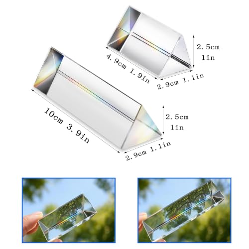 4PCS Crystal Triangular Prisms 2" /4" Light Clear Triple Prism Optics Kits - size: 2"/4"-2set