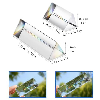4PCS Crystal Triangular Prisms 2" /4" Light Clear Triple Prism Optics Kits - size: 2"/4"-2set