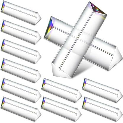Kanayu 12 Pcs Clear Triangular Prism Optical Glass,4 Inch - size: 4 Inch