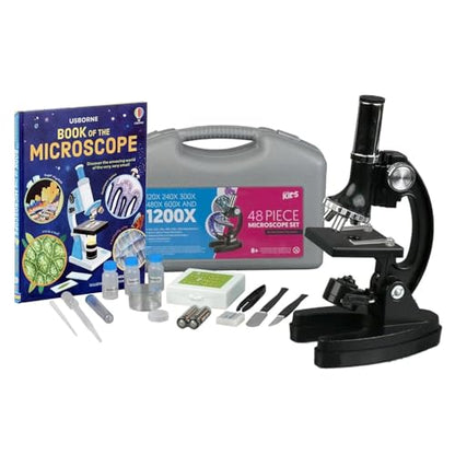 AmScope M30-ABS-KT1-WM 240X-480X-1200X Metal Arm Compound Microscope Kit - color: Black, size: 12.99 inches x 9.84 inches x 6.69 inches