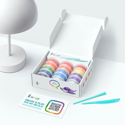 Hey Clay 15 Cans Set - Colourful Modelling Kids Air-Dry Clay 15 Cans with Sculpting Tools and Fun Interactive Instructions for Children Age 3+ (Ocean) - color: Ocean
