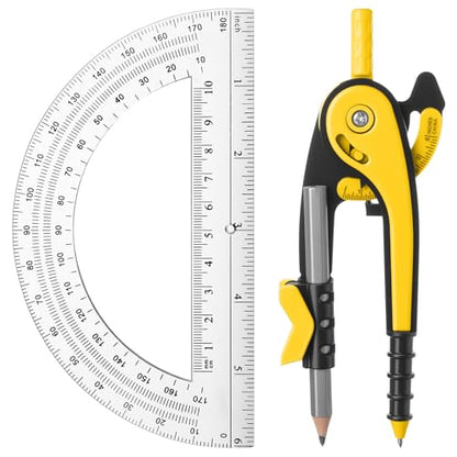 Eboot Student Geometry Math Set, Drawing Compass and 6 in, Yellow - color: Yellow