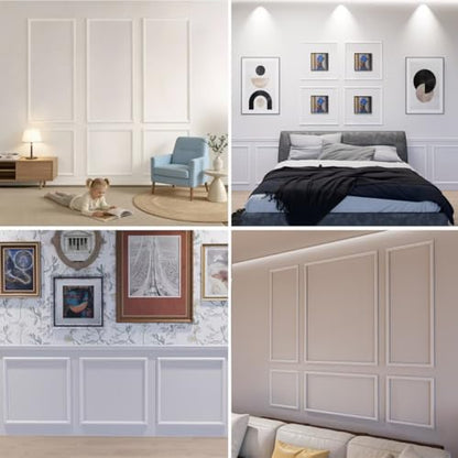 Peel and Stick Wall Molding Kit, 6 Large Frames, 54 x 24 Inch - size: 54" x 24"