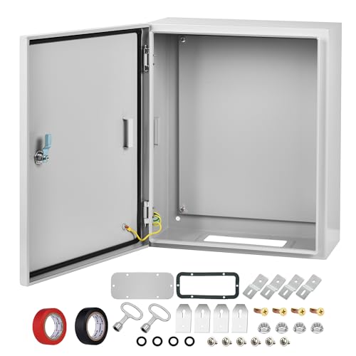 Steel Electrical Junction Box, 16 x 12 x 8 Waterproof & Dustproof Electrical Enclosure, Outdoor & Indoor Universal Project Box with Lock & Mounting Plate - size: 16 x 12 x 8"