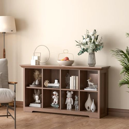 OSCHF 8-Cube Open Bookcase with Base, 2-Tier Low Cabinet, Walnut - color: Walnut, size: 8-Cube