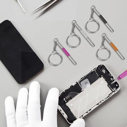 UNEAK - Eyeglass Screwdriver Repair Kit Silver Yellow Pink Black Precision 3 in 1 Mini Screwdrivers Set Keychain Glasses, Sunglasses, Sunglass, Watch, Electronics, Eyeglasses, Flat Head, Phillips, Hex - color: Silver Yellow Pink Black