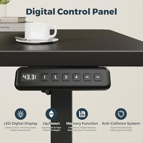 40''x24''One-Piece Adjustable Large Standing Desk for Home Office - color: Black, size: 4024