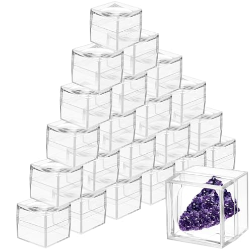 DoubleFill 10 Pack Rock Display Case Clear Rock Collection Boxes Storage