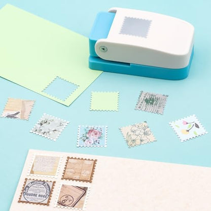 BAOFALI 3Pcs Stamp Puncher, 1X0.8inch &1inch Stamp Punch1 Inch Square Punch, Scalloped Rectangle Lever Action Paper Punches for Crafting Scrapbooking DIY Scrapbooking Journaling Card Making - color: 1X0.8inch &1inch Stamp +1 Inch Square Punch