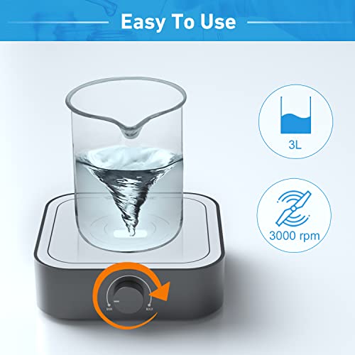 3000rpm Magnetic Stirrer Mixer with Stir Bar, Brushless DC Motor Max 3000ml Magnetic Stir Plate Mixer Black-White（No Hot) - style: White-Black-3000RPM Basic