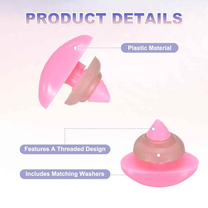 MECCANIXITY 50set 15mm Large Plastic Triangle Safety Noses Pink with Washer for Crochet Stuffed Animal Doll Craft Puppet Plush Toy Bear - color: Pink, size: 15mm