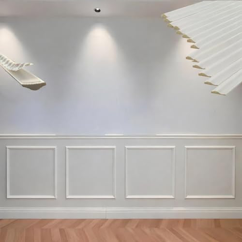 4 Set Peel and Stick Wall Molding Kit, Pre-Cut Mitered Picture Frame Molding for Wall (20" x 20"), DIY Wainscoting Wall Trim, Paintable Rigid PS Trim, 4 Panels, White (4-Frame-White, 20'' × 20'') - size: 20'' × 20''