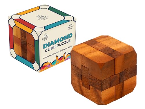BSIRI Games Gifts and Brain Teaser Puzzles for Adults Classic Diamond Cube Puzzle Wooden 3D Puzzle Games to Challenge Mind for Fun and Educational Game