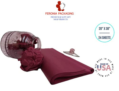 Cranberry Tissue Paper Squares, Bulk 24 Sheets, Premium Gift Wrap and Art Supplies for Birthdays, Holidays, or Presents by Feronia packaging, Large 20 Inch x 30 Inch - color: Cranberry