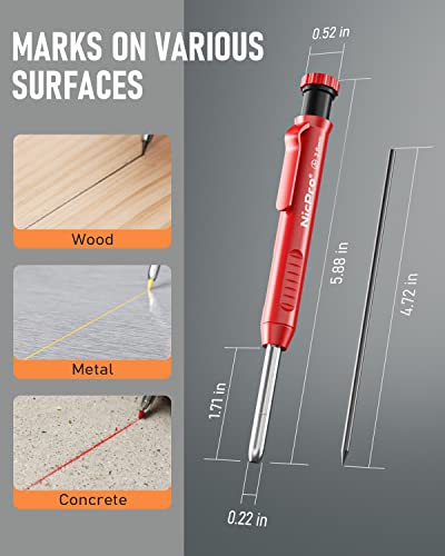 Nicpro Carpenter Pencils with Sharpener, Mechanical Pencil for Construction - color: Black,Red, size: 2 Pack