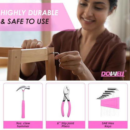 DOWELL Tool Set, 40 Pcs Tool Kit, Screwdriver Set With Storage Case, Pink - color: Pink