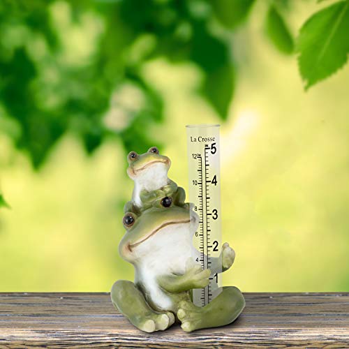 La Crosse 704-4114 5 in. Table Standing Polyresin Frog Rain Gauge (Pack of 4) - size: 3.90"L x 3.15"W x 5.79"H (Pack of 4)