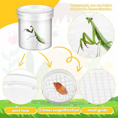 STOBOK Insect Observation Cup 2.75 Inch Transparent Bug Viewer Jar with Magnifying Lid and Air Vent 6 Pack for Kids Outdoor Nature Exploration and Educational Play