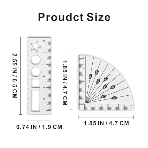4 PCS Mini Acrylic Rulers and Protractors Kit