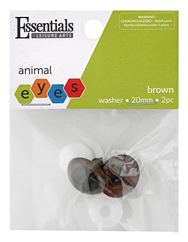 Essentials by Leisure Arts Craft Eyes, Animal Brown, 20mm, Washer Back, 2pc