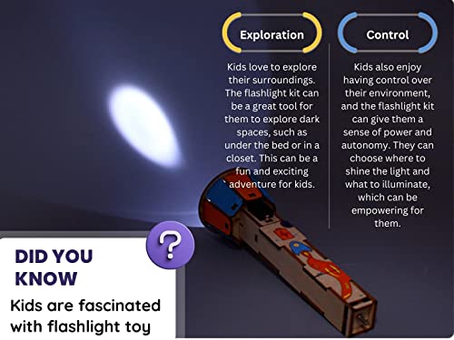 DIY Wooden Flashlight STEM Kit for Kids Aged 8-12 | Battery-Operated Educational Science Experiment Kit with Built-in Switch