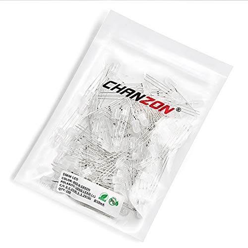 CHANZON 100 pcs 5mm Red & Green Diffused LED Diode Lights Common Anode - color: A) Red & Green (Ca) (100pcs)