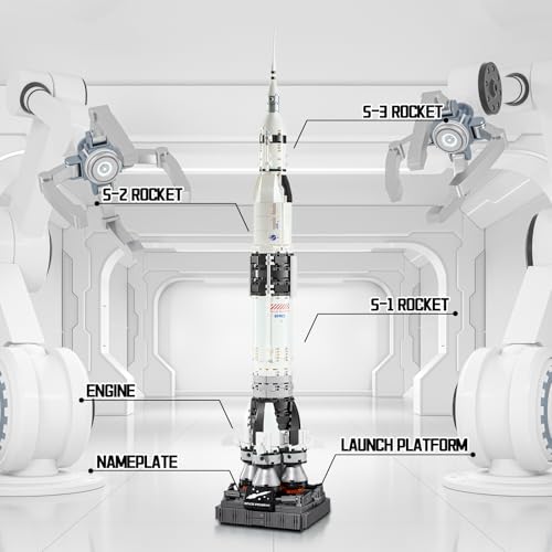 Saturn V Space Rocket and Vehicles Building Blocks Set,613 Precision Space Shuttle Building Block Toys Gifts for Adults - style: space rocket